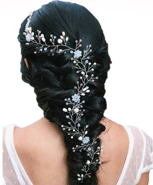 RAYCOLLECTION Silver Vine for bride/Engagement/Party Bun Clip