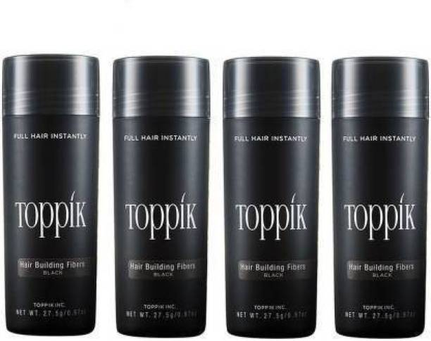toppik Hair Building Fibers For Regrowth & Instant Styling Black Color 4 Units Natural Organic Hair Volumizer Fibers