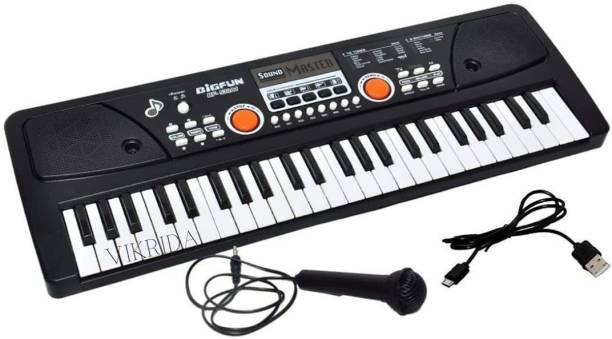 VikriDa Kids 49 Key Piano Keyboard, DC Power Option+ Microphone with USB Charging Big Fun Electronics Keyboard Toy for Kids Toddlers Children (Style 10)