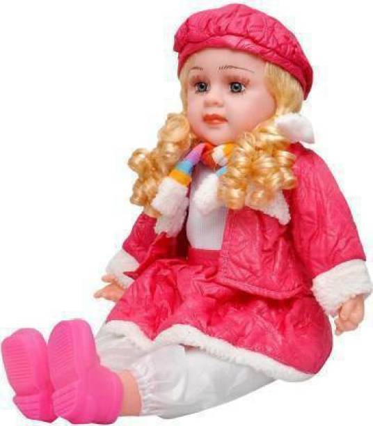 Kmc kidoz Baby Poem Doll Looking Musical Rhyming Babydoll,Big Stroller Dolls, Laughing and Singing Soft Push Stuffed Talking Girl Toy
