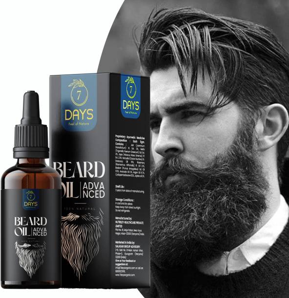 7 Days Beard Oil For Beard Hair Growth and Moustache for Men with 21 Vital ingredients and Essential Oils | Grow Thick and Fuller Beard Hair Oil