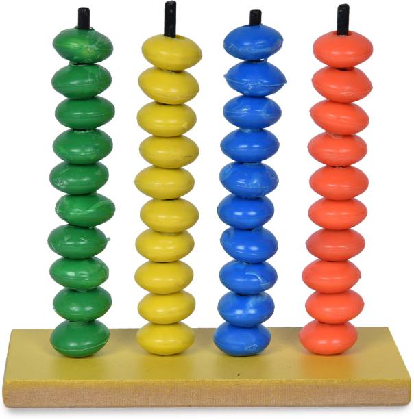 Ashmi Wooden Multi-color Foldable Abacus Kits Enhance Maths Count add & Subtract Educational & Learning Tool With 4 Rods And Colourful 40 Beads for Boys Girls Child kids Age 2+