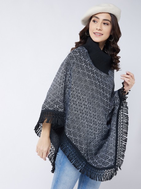 White/Gray Single WOMEN FASHION Coats Knitted discount 83% NoName Cape and poncho 