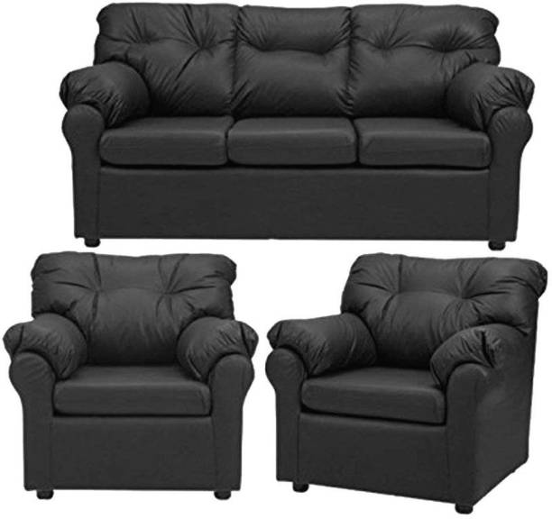 Lakdi Fully Cushioned Leatherette Sofa with Wooden base Leatherette 3 + 2 Sofa Set