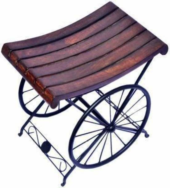 ANB Enterprises Wooden & wrought & Iron stool wheel shape Living & Bedroom Stool