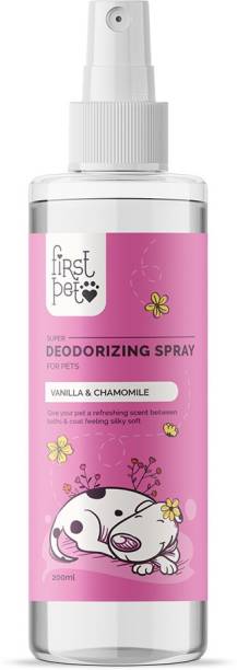 First Pet Super Deodorizing Spray for Dogs & Cats with Vanilla & Chamomile Natural Flavoured Pet Scent for Fresh Coat, Smell Remover Pet Deodorant Dog Deodorizer