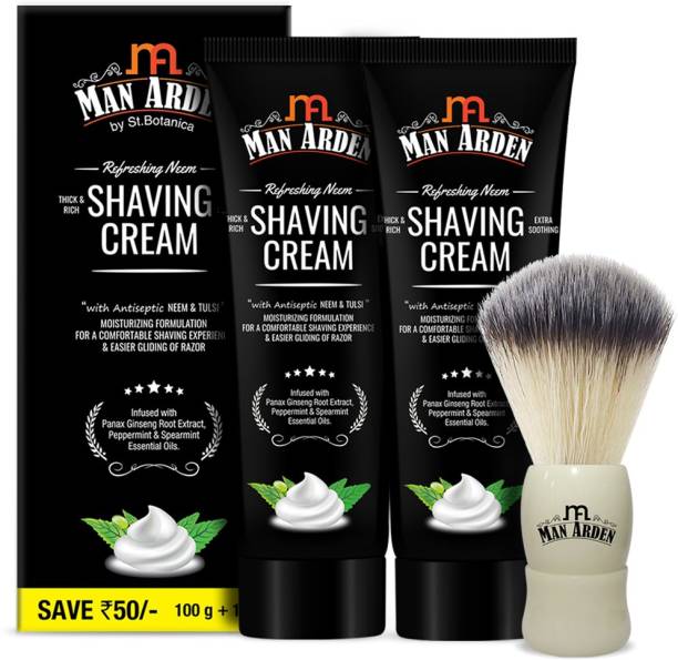 Man Arden Royal White  With Extra Soft Bristles + Refreshing Neem Shaving Cream Shaving Brush