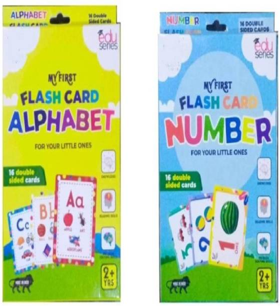 Kiddie Castle My Flash Cards Pack of 2 Alphabets and Numbers Pack of 32 Cards