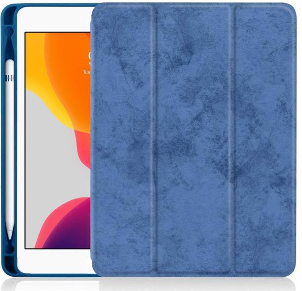 Caseelo Front & Back Case for Apple iPad 10.2” 9th 8th 7th Gen (2021/2020/2019 TPU Back Rubberized Coating Pencil Holder Cover