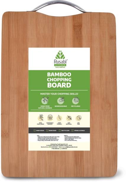 Rusabl Recyclable, Biodegradable with Metal Handle Vegetable Bamboo Cutting Board