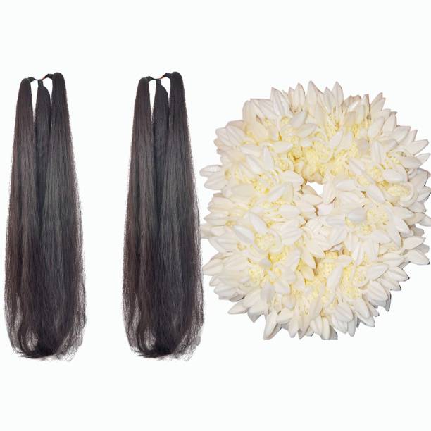 BELLA HARARO  Extension Styles Parandi/ Choti/Parandi  Extension And  Bun Mogra Flower Gajra Combo (Pack of 3) Hair Extension