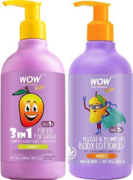 WOW SKIN SCIENCE Kids Skin Care Kit - Mango Body wash + Mango Body Lotion