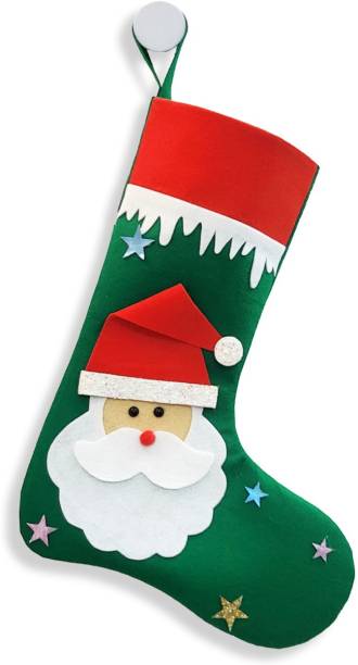 crazy crafts Santa Personalised Customise Kids Name Christmas Decoration Stocking - Extra Large Size-33x25 cm Christmas Stocking