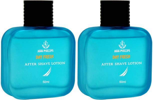 John Phillips Day Fresh AfterShave Lotion with Aloe Vera Extract and Cooling Effect Pack of 2