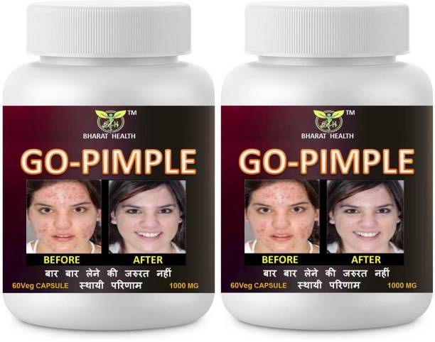 BHARAT HEALTH GO PIMPLE 1000 MG AYURVEDIC CAPSULES FOR GLOWING SKIN, CLEAN FACE AND PIMPLE FREE SKIN 60 CAPSULE (PACK OF 2)