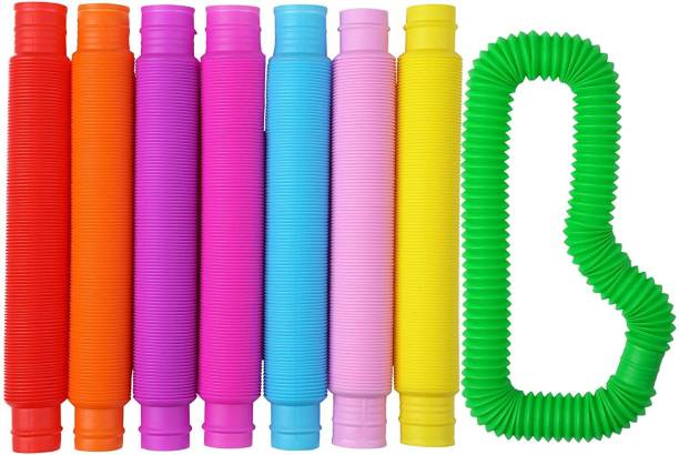 Toy Zoom Pop Tube Fidget Toy Fun Pull and Pop Tubes Sensory Tubes for Kids Adults Stretch and Bend ADHD Autism Anxiety Stress Relief Toys Great Gift Party Prizes