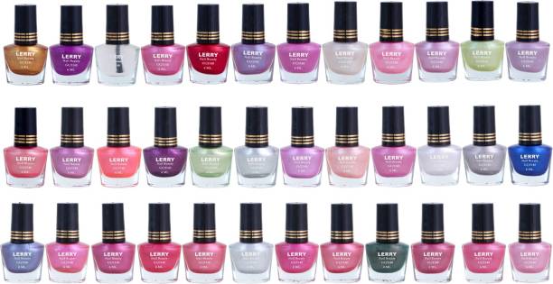 LERRY Stylish And Exclusive Light - Dark Mixed Color Combination Classic Shine Summer to Spring Collection Nail Polish Fantastic Color Set Combo of 36 Pc in Wholesale Price. Multicolor