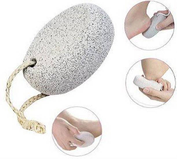 quadronic PUMICE STONE SCRUBBER For Body and Foot - Oval Shape, White- PACK OF 4