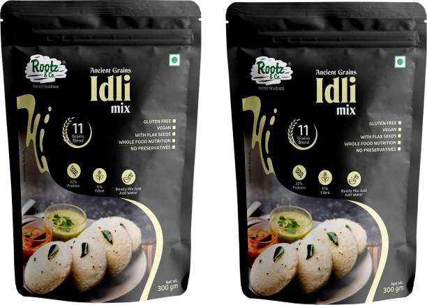 Rootz & Co. Healthy Instant Multigrain Millet Idli Mix (Pack of 2) (300g Each) - Gluten Free Vegan Breakfast Ready Mix 300 g