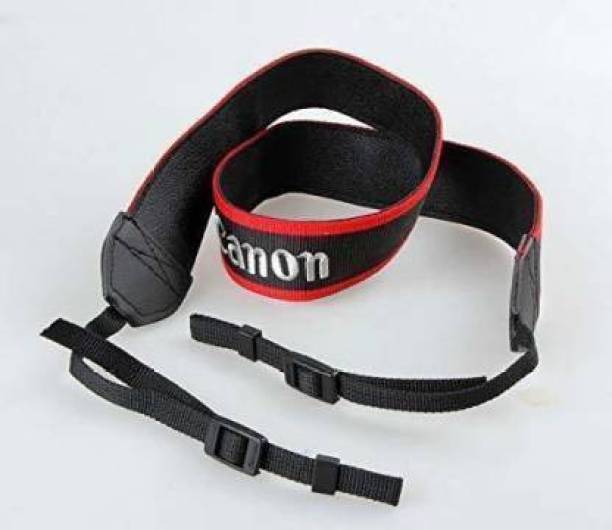 Foto Care Imported Camera Neck Shoulder Strap for Canon All Series DSLR,SLR Camera - Stock Back with PU Leather Fashion Quality Embroidery Logo Fabric Camera Neck Straps Strap (Red in black) Strap