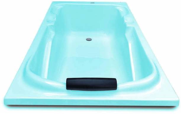 MADONNA Euro Acrylic 5.5 Feet Rectangular for adults (with Headrest) - Cyan Blue Alcove Bathtub