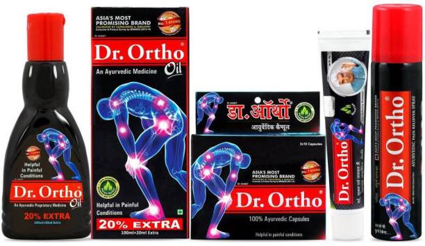 Dr. Ortho Pain Relief (120ml Oil, 30 Capsule, 75ml Spray & 30gm Ointment) Liquid