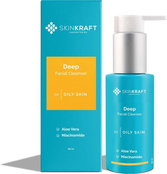 Skinkraft Deep Facial Cleanser - Niacinamide Face Wash For Oily Skin With Aloe Vera - 60ml