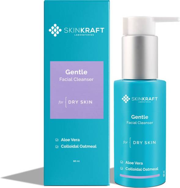 Skinkraft Gentle Facial Cleanser - Aloe Vera Face Wash For Dry Skin With Colloidal Oatmeal - 60 ml