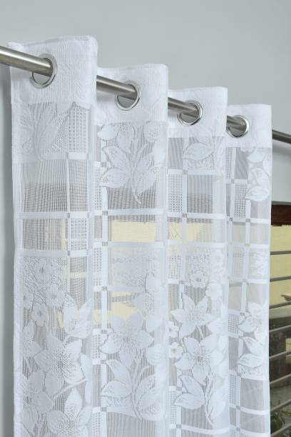 Flipkart SmartBuy 214 cm (7 ft) Net Semi Transparent Door Curtain (Pack Of 2)
