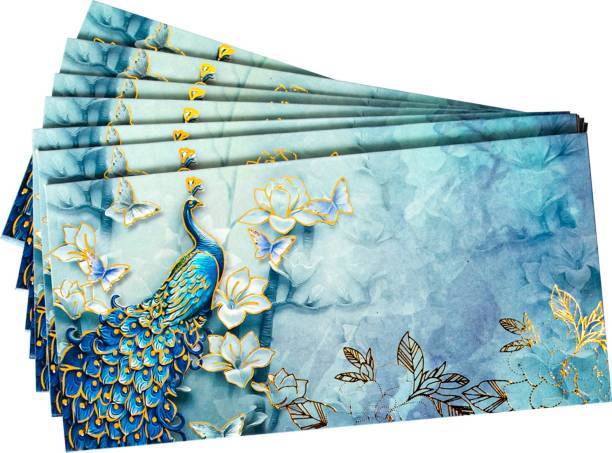 minimal affairs 10 Pcs Premium Unique Printed Design Shagun Envelopes, Designer, Money Shagun Cash Envelopes, Sagan Cards for Weddings Birthdays Rakhi Gifting – Peacock - Royal Blue Envelopes