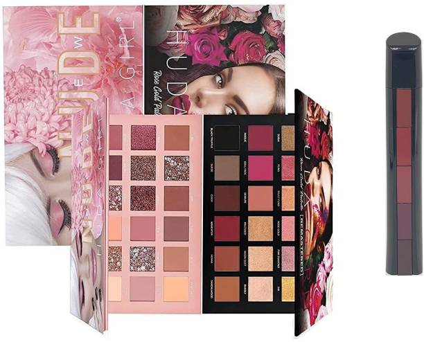 msbeauty Nude & Rose Gold Eyeshadow Palette and 5in1 multicolour Matte Lipstick