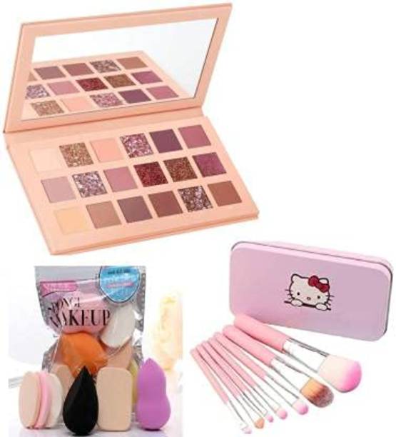 msbeauty Nude Eyeshadow Palette with Makeup Brushes and Beauty Blender Sponge Puffs