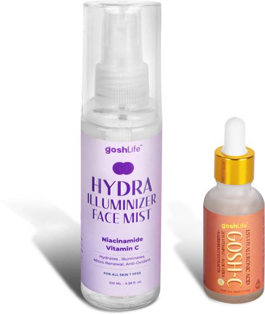 GoshLife Vitamin-C Skin Care Set || Skin Care Bundle Pack || Gosh-C Face Serum, Hydra ILLuminizer Face Mist