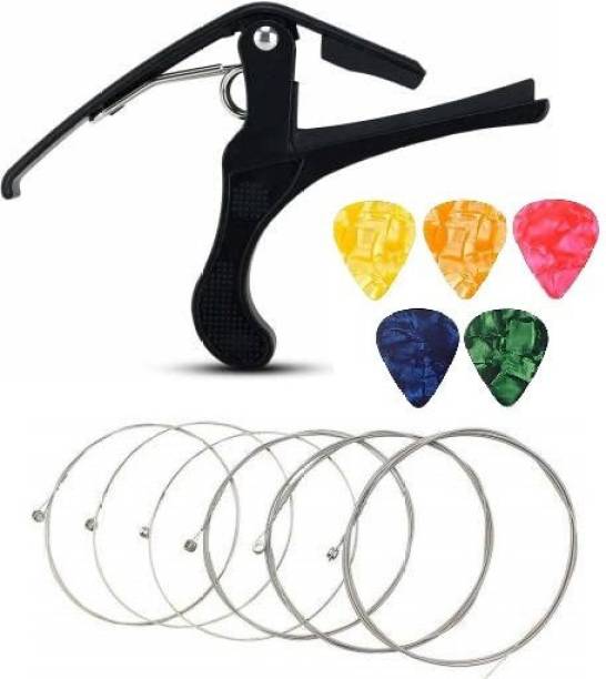 TechBlaze Metal Capo ,Guitar String with 5 Free Picks Capotastos One Handed Trigger Guitar Capo Quick Change Capo for Ukulele, Bass, Electric and Acoustic Guitar Clutch Guitar Capo
