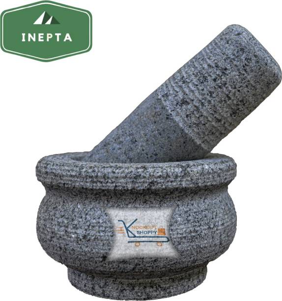 inepta Traditional Ayurvedic Natural idikkalu and Crusher Mortar Stoneware Masher PURE STONE Stoneware Masher