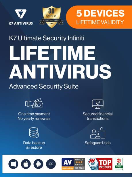 K7 Security 5 PC Infiniti Lifetime Validity Ultimate Security (Email Delivery - No CD)