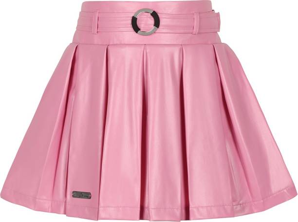 HUNNY BUNNY Solid Girls Pleated Pink Skirt