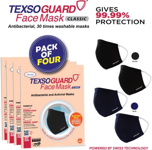 TEXSOGUARD CLASSIC FACE MASK (PACK OF 4) BLACK Cloth Mask