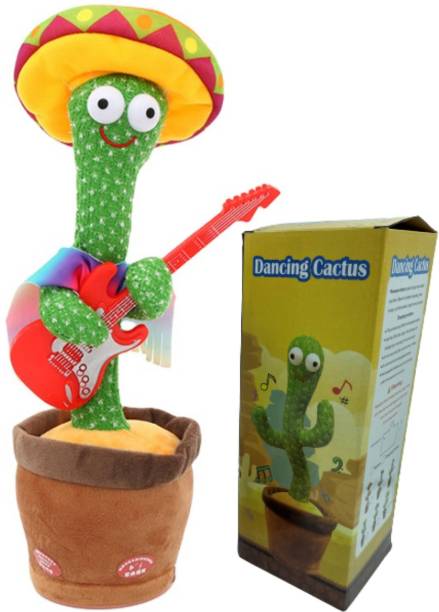 Mr Bhoot Dancing Cactus Toy For Baby,Kids,Boys,Girls (Guitar)|Dancing Cactus Plush Toy|Dancing Cactus Talking with Light|Wriggle & Singing Recording Repeat What You Say Talk Back Toys for Kids Baby