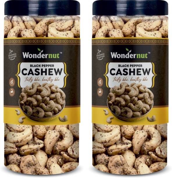 Wondernut Roasted Black Pepper Cashew 500gm(Pack of 2) 250gm Each Cashews