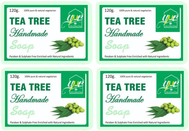 YNB YOURS NATURAL BUDDY Organic Tea Tree Handmade SLS & Paraben Free Soap, Pack of 4