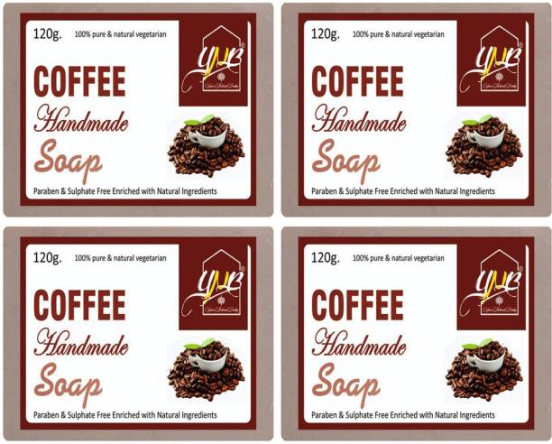 YNB YOURS NATURAL BUDDY Organic Coffee Handmade SLS & Paraben Free Soap, Pack of 4