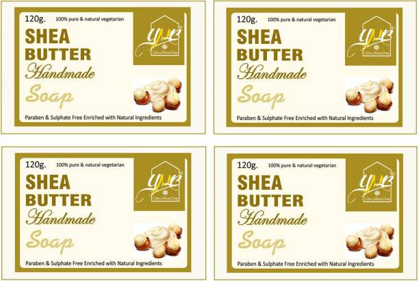 YNB YOURS NATURAL BUDDY Organic Shea Butter Handmade SLS & Paraben Free Soap, Pack of 4