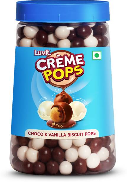 LuvIt Crème Pops | Choco & Vanilla Coated Pops With Crunchy Biscuit Centre | Munchies, Baking & Cake Decoration | Crackles