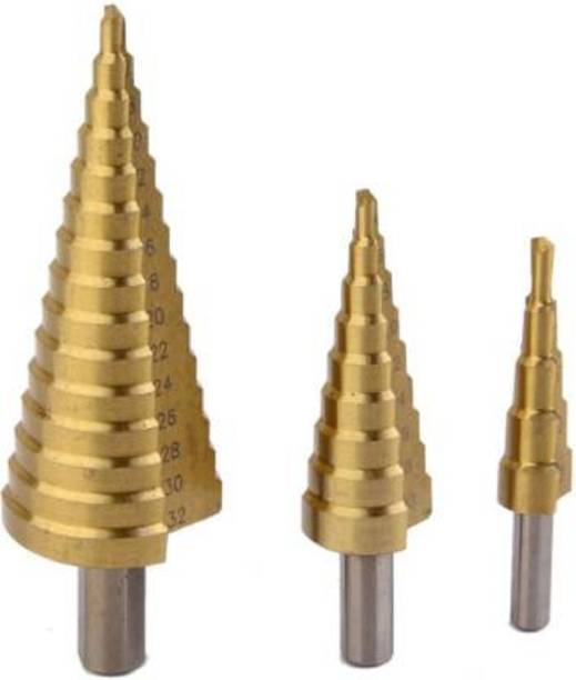 Universal Buyer Drill Bit Sets1 3X Large HSS Steel Step Cone Drill Titanium Bit Set Hole Cutter (4-32, 4-20, 4-12mm)