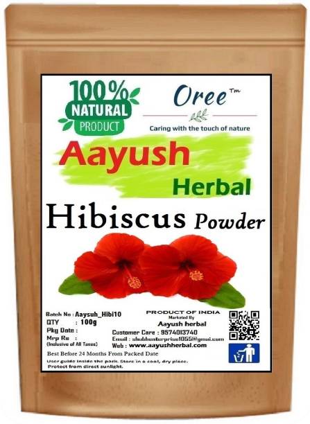 Aayush herbal 100% NATURAL Hibiscus Flower (Rosa Sinensis) Gudhal Powder | For Hair & Face Pack, 100g
