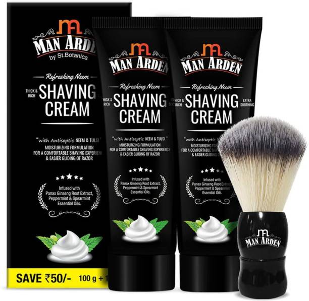 Man Arden Elegant Black  With Extra Soft Bristles + Refreshing Neem Shaving Cream Shaving Brush