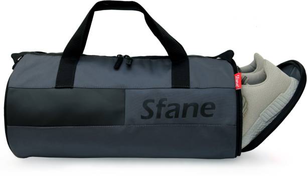 Sfane Grey Gym Bag for Men & Women with Shoe Compartment Sports Duffel Shoulder Bag