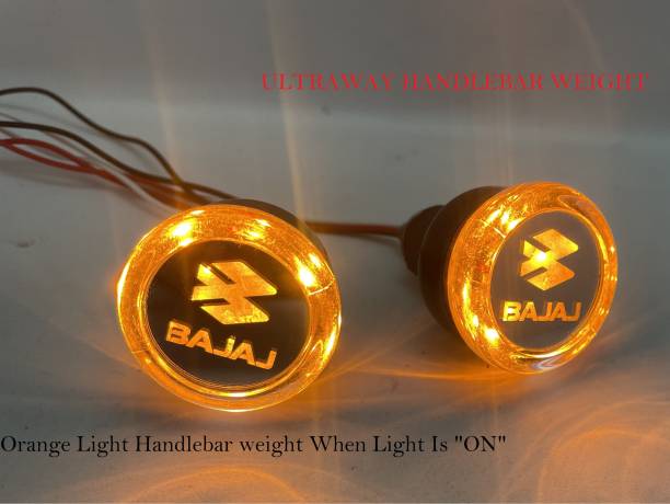 ULTRAWAY Crystal Handle Bar End Indicator LED Light Side Weights Handle Grip End Indicator Light (Set of 2) Bike Handlebar Weights