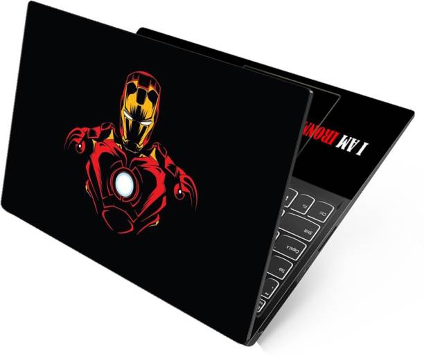 Anweshas HD Printed Full Panel Laptop Skin Sticker Vinyl Fits Size Upto 15 inches No Residue, Bubble Free, Waterproof - Iron Man Sketch on Black Self Adhesive Vinyl Laptop Decal 15.6
